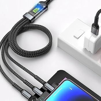 100W 3 in 1 Fast Charging Cable - USB to Type-C, Micro & Lightning Cable