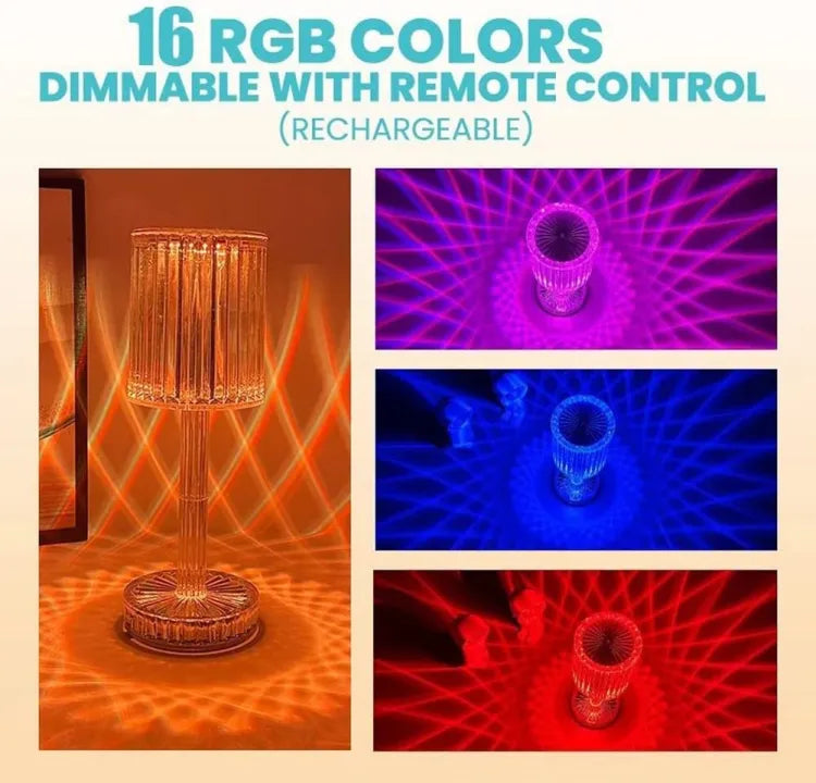 Rose Diamond Table Lamp - USB Charging & Touchable