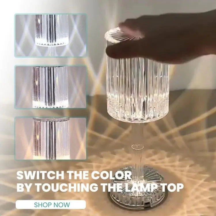 Rose Diamond Table Lamp - USB Charging & Touchable