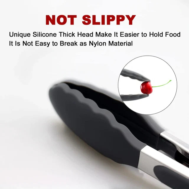 Silicone Food & Kitchen Tongs - 3 Pieces Set