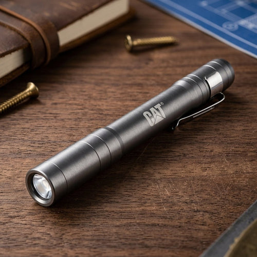 CAT LED Pocket Flashlight – Compact Metal Torch with Clip