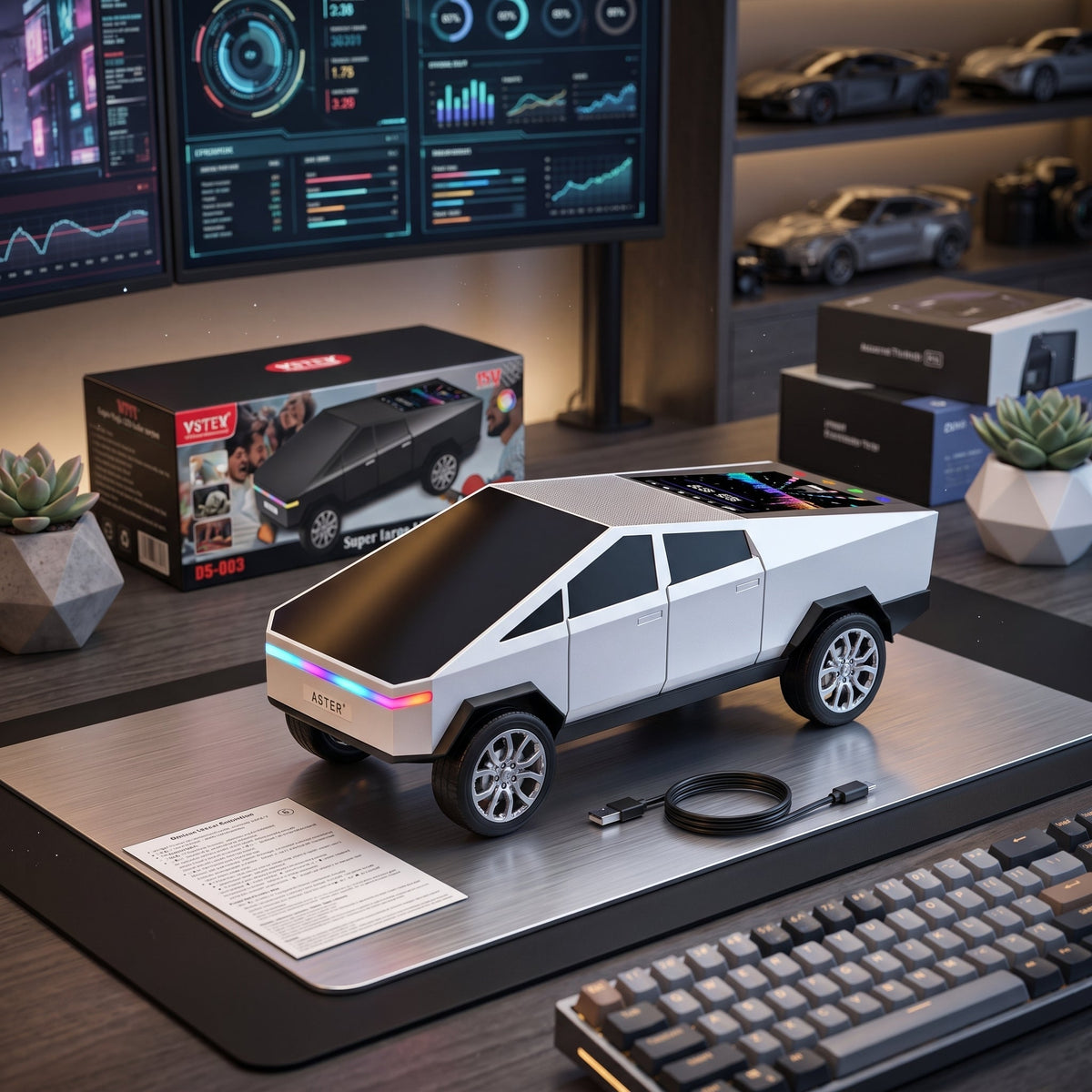 Cybertruck Car Shaped Bluetooth Speaker with LED Lights