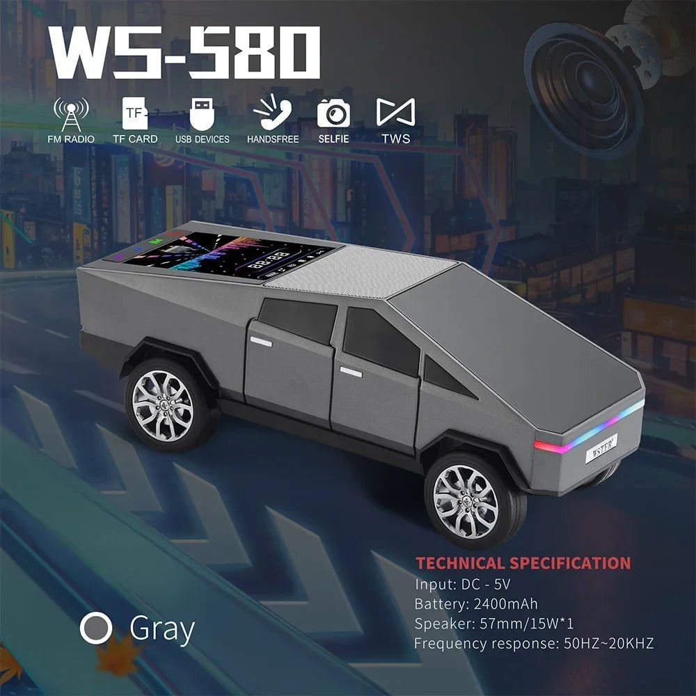 Cybertruck Car Shaped Bluetooth Speaker with LED Lights