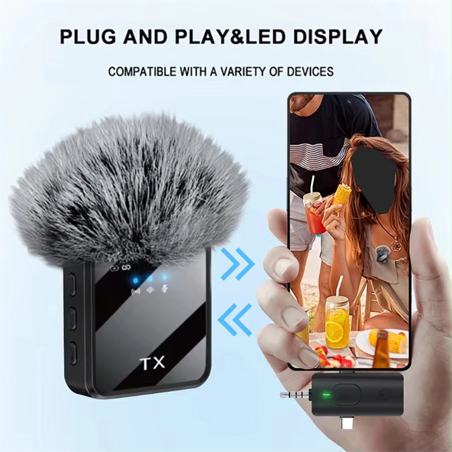 F11-2 3-in-1 Wireless Microphone – Noise Reduction Lavalier Mic