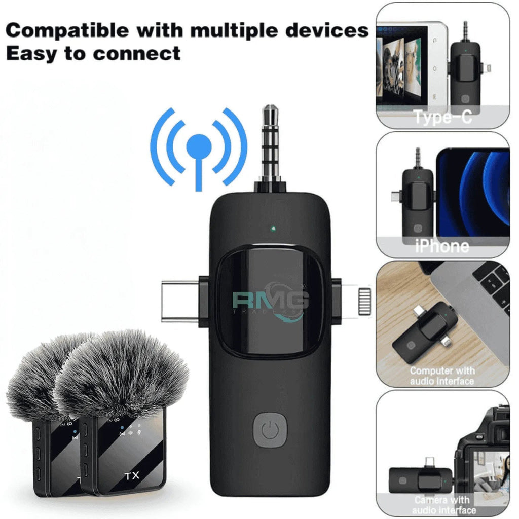 F11-2 3-in-1 Wireless Microphone – Noise Reduction Lavalier Mic