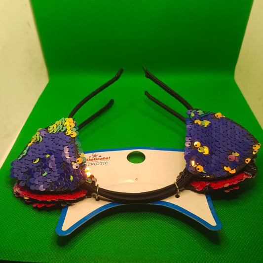 Cat Ear Sequin Headband - Sequin Cat Headband - Aqua and Purple Cat Headband