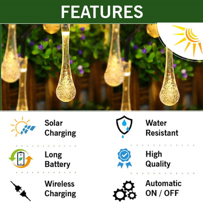 LED Solar Crystal Water Drops String Light, For Decoration